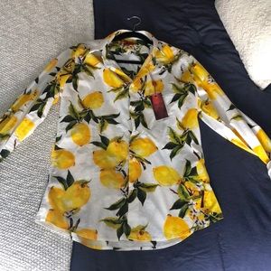 NWT Devils Advocate lemon print blouse